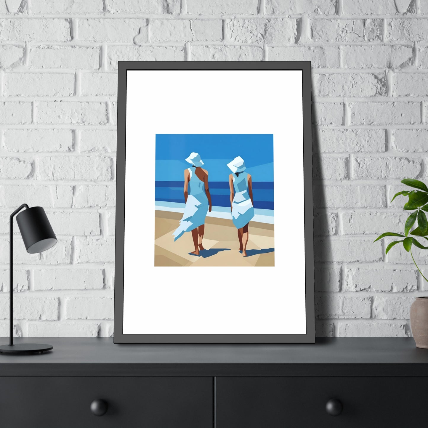 Framed Beach Poster — Vintage Coastal Art Print