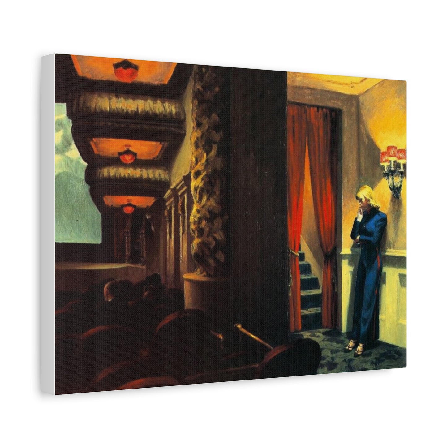 New York movie by Edward hopper Matte Canvas Wall Art Print