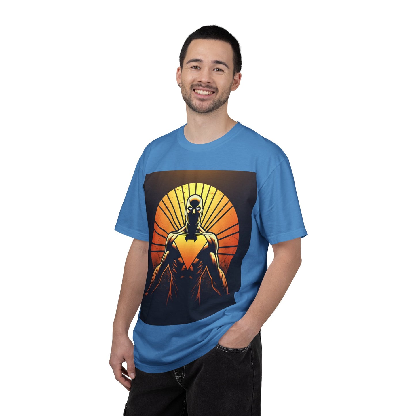 Superhero Sunrise T-Shirt — Bold Chest Emblem Graphic