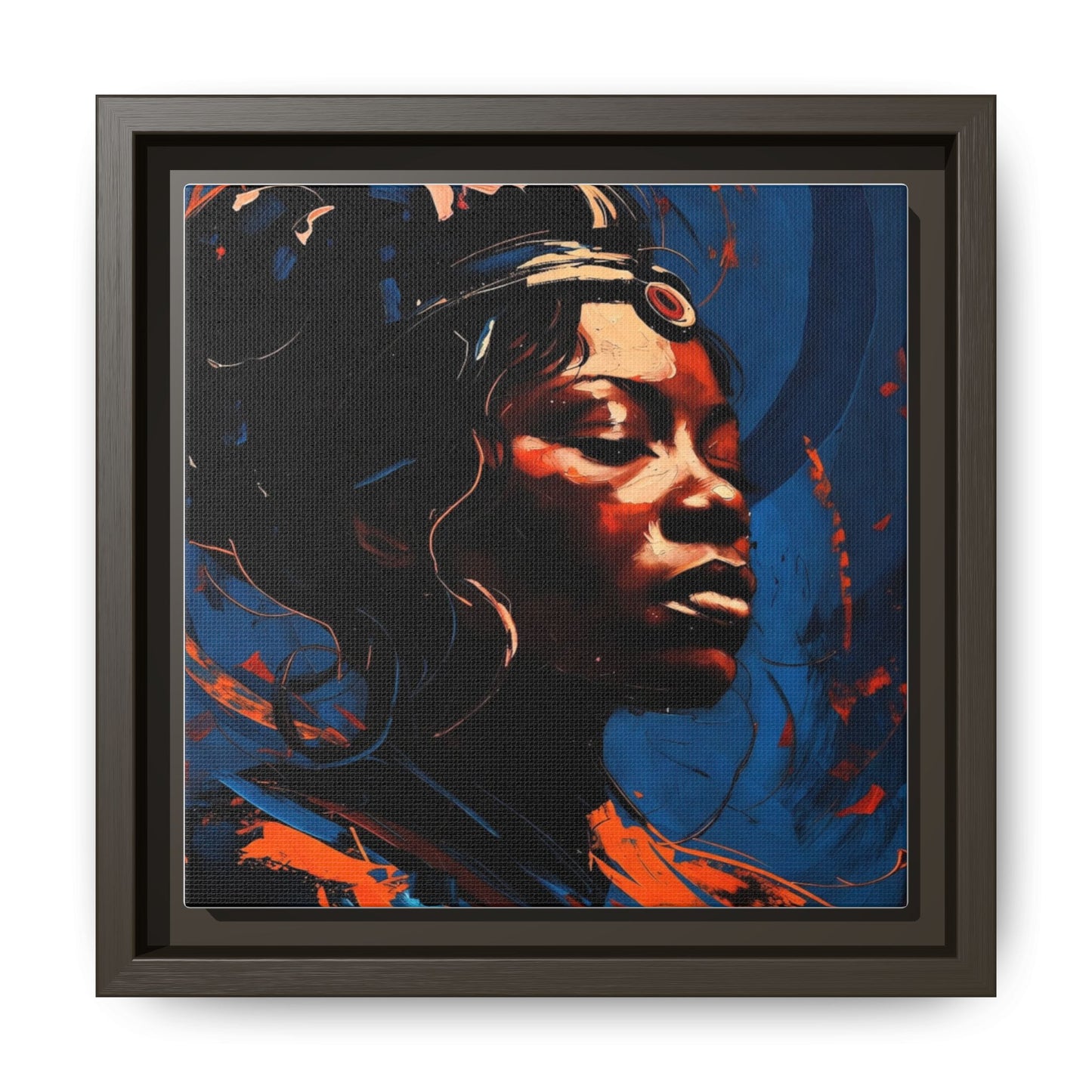 Framed Matte Canvas Art - Vibrant Portrait of a Black Woman (Multi-Color)