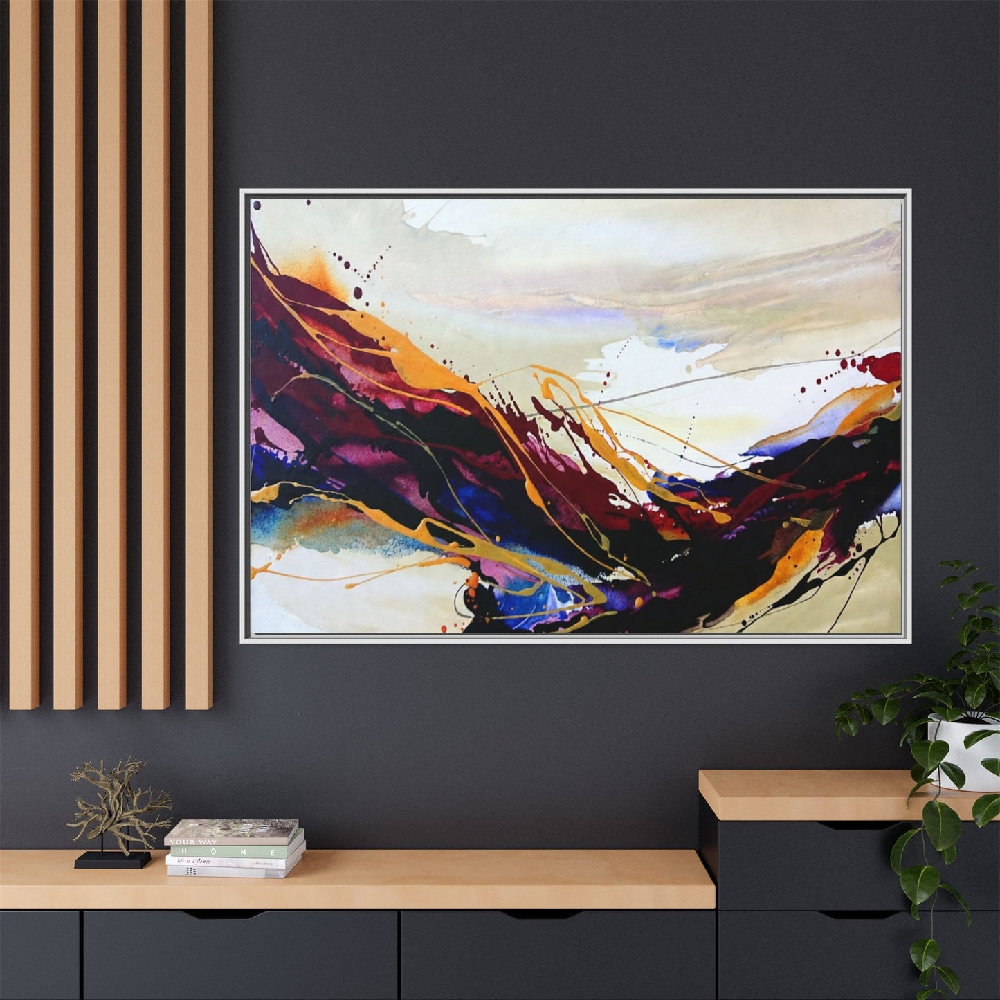 Abstract Flow Matte Canvas Framed Wall Art