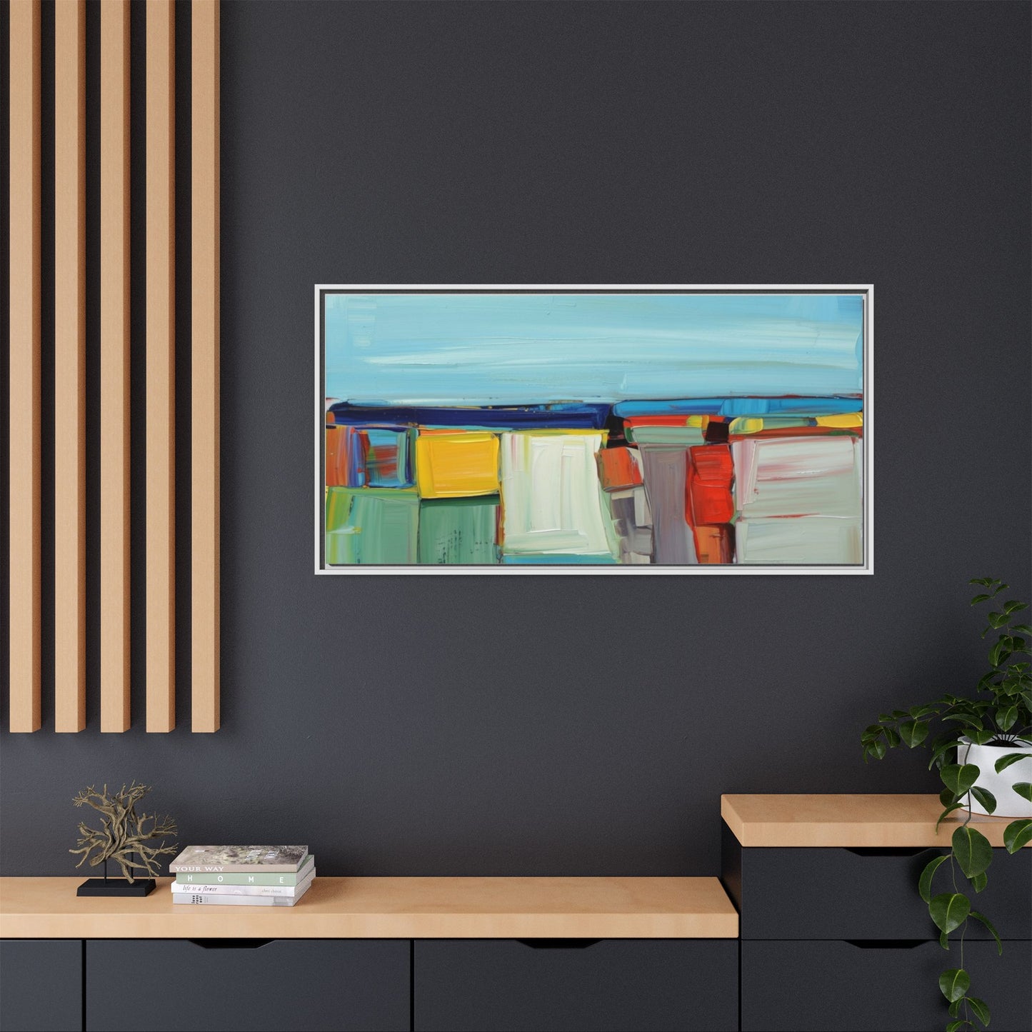 Abstract Coastal Blocks Matte Canvas Print (Framed)