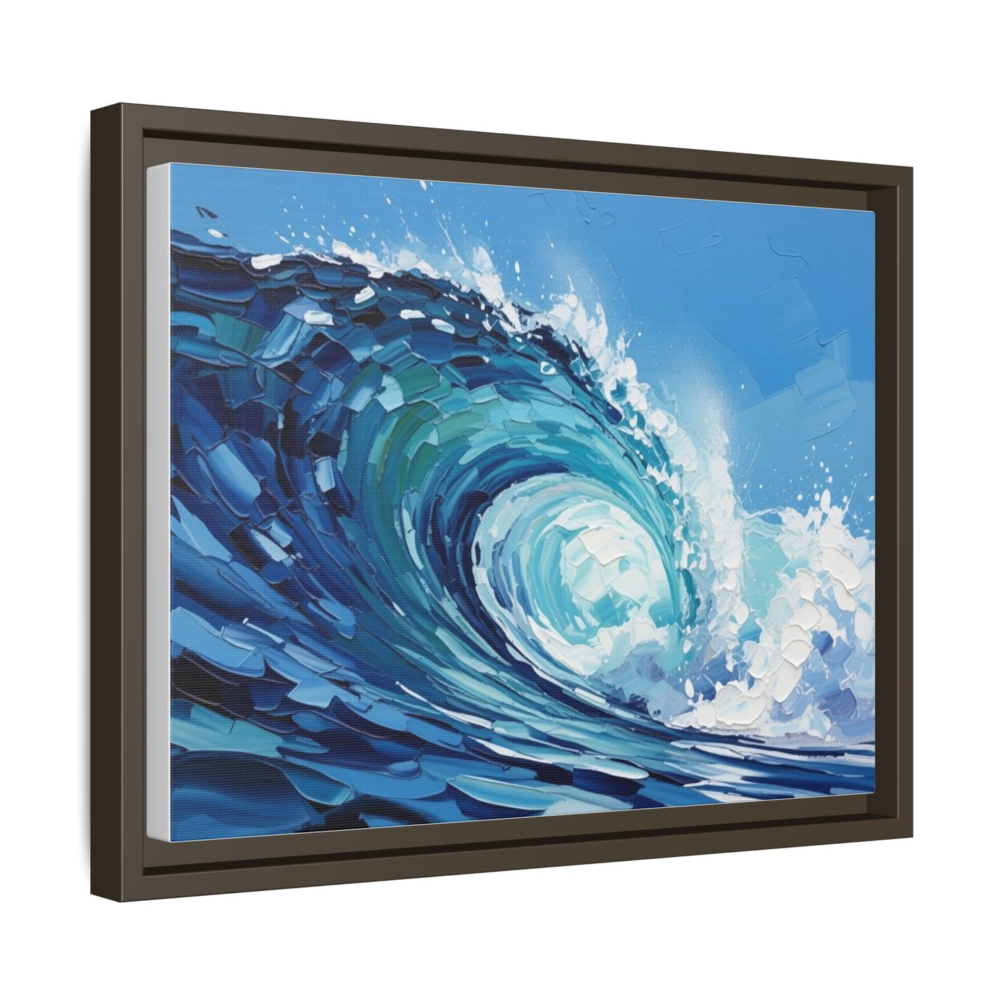 Framed Matte Canvas Wave Art — Blue Ocean Surf Wall Decor