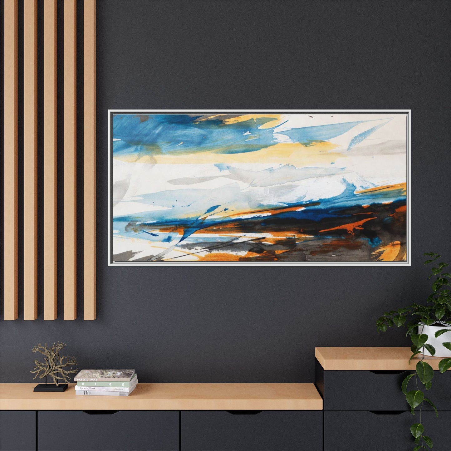 Abstract Coastal Waves Matte Canvas Framed Wall Art