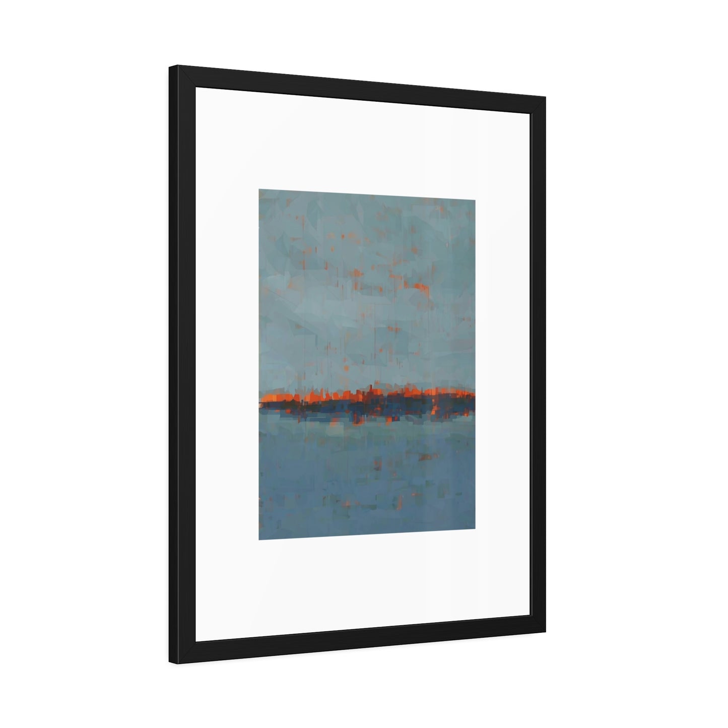Abstract Seaside Framed Poster — Blue & Copper Minimalist Wall Art