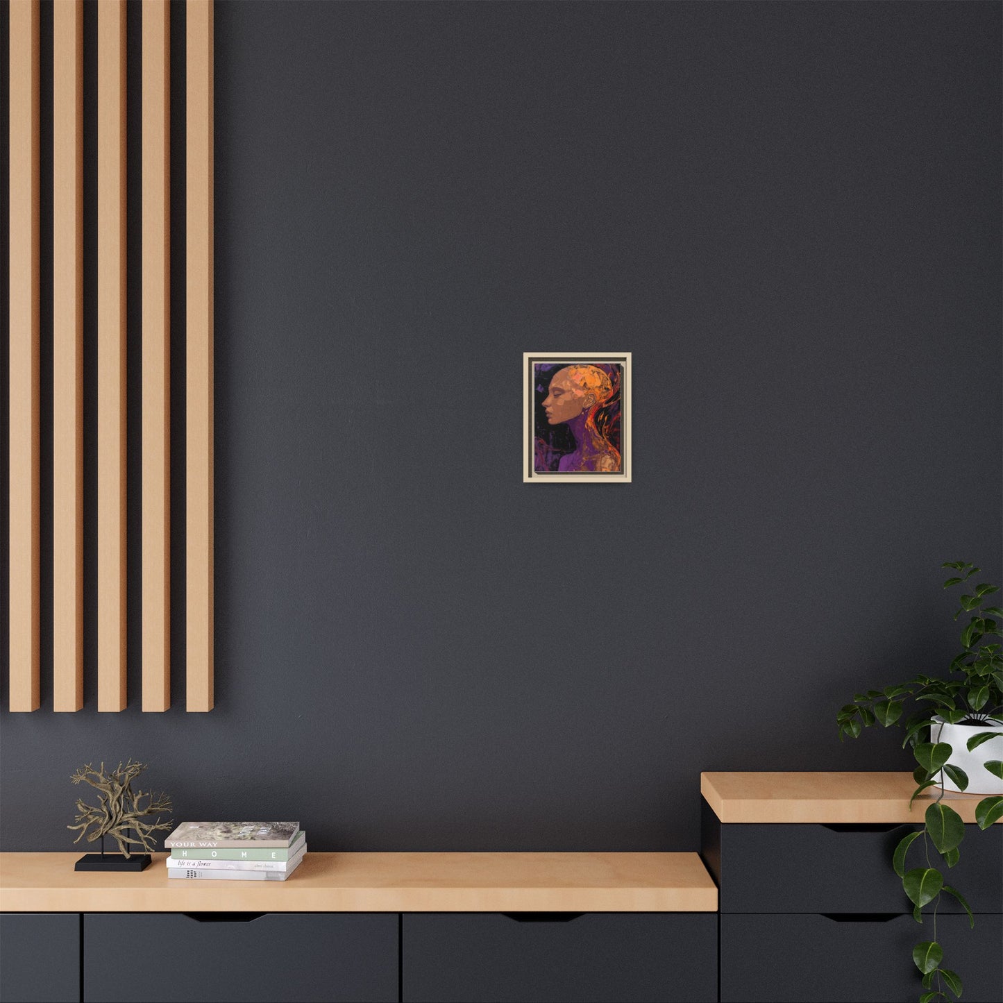 Abstract Profile Portrait Matte Framed Canvas — Multicolor Feminine Art Print