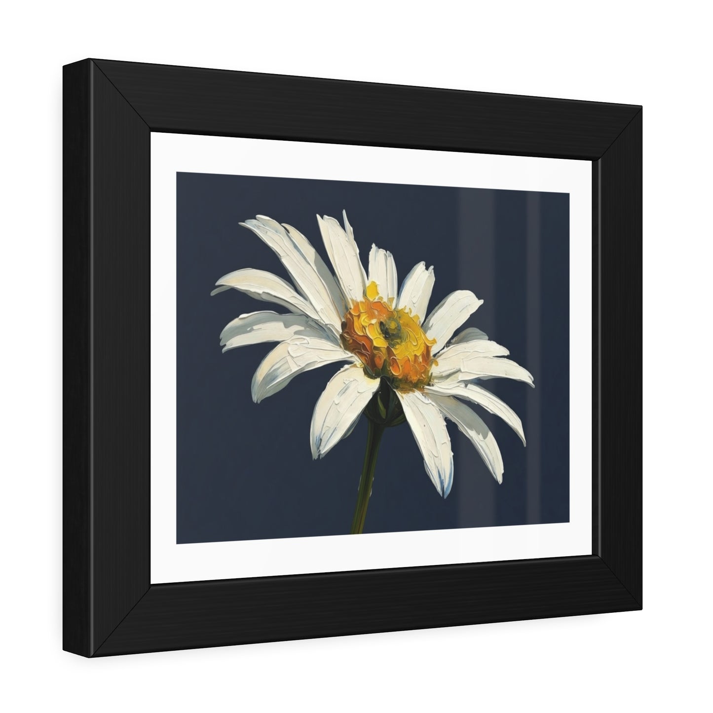 Framed Daisy Art Print — White Daisy Wall Poster in Black Frame