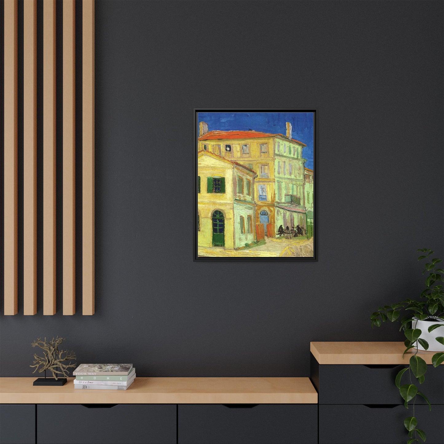 Mediterranean Street Scene Matte Canvas Framed Wall Art