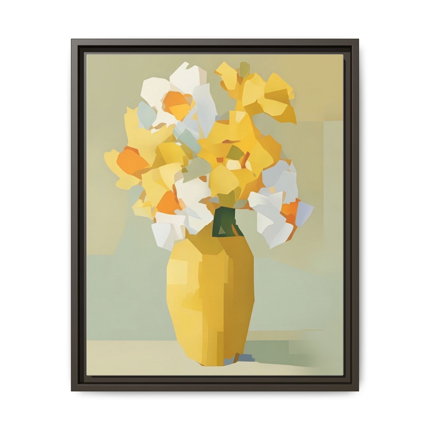 Framed Floral Canvas Print — Yellow Vase Bouquet Wall Art