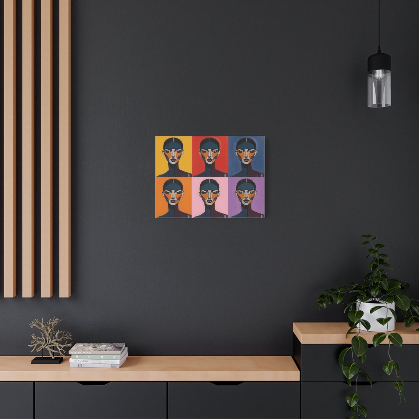 Pop Art Portrait Canvas - Colorful Six-Panel Female Face Wall Art