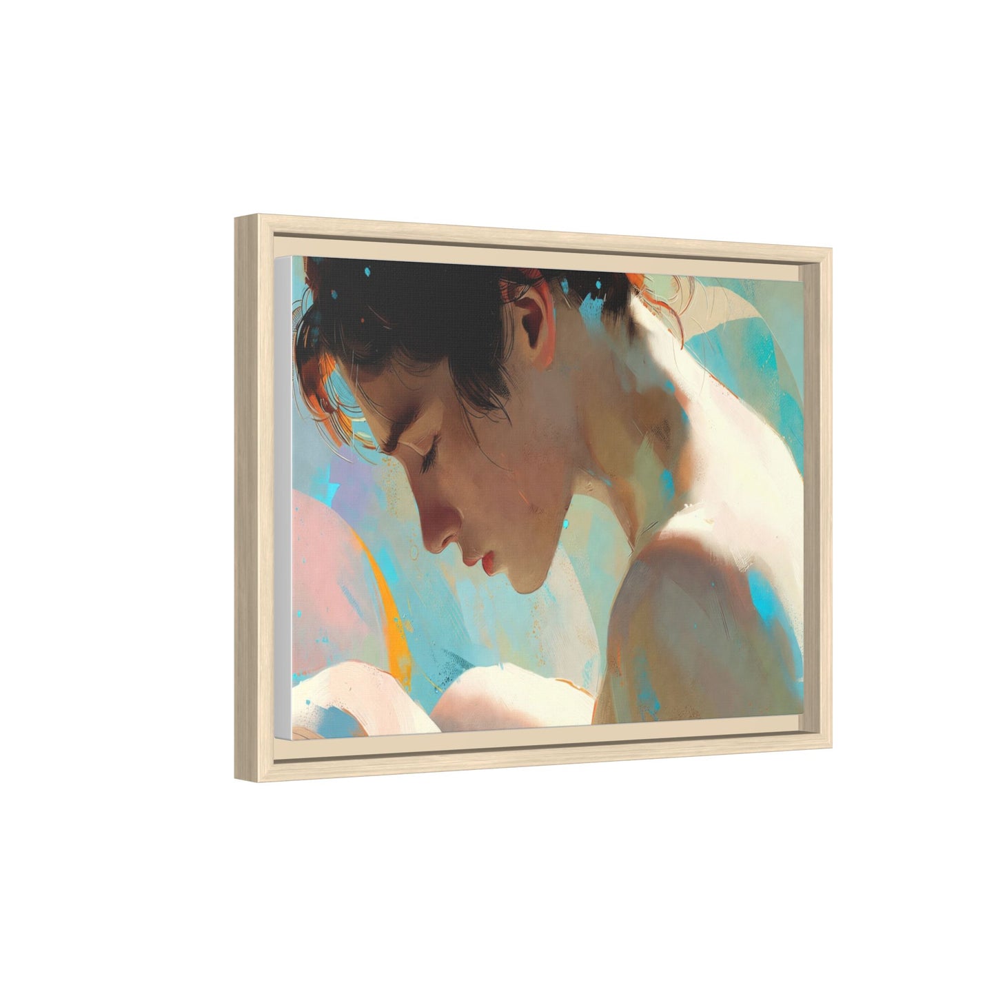 Framed Matte Canvas Print — Dreamy Portrait Art (Multi‑Color)