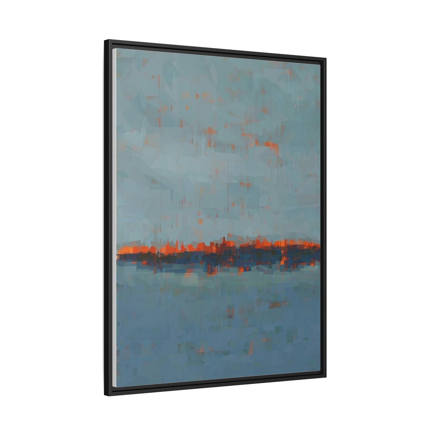 Framed Canvas Art — Teal & Orange Abstract Seascape