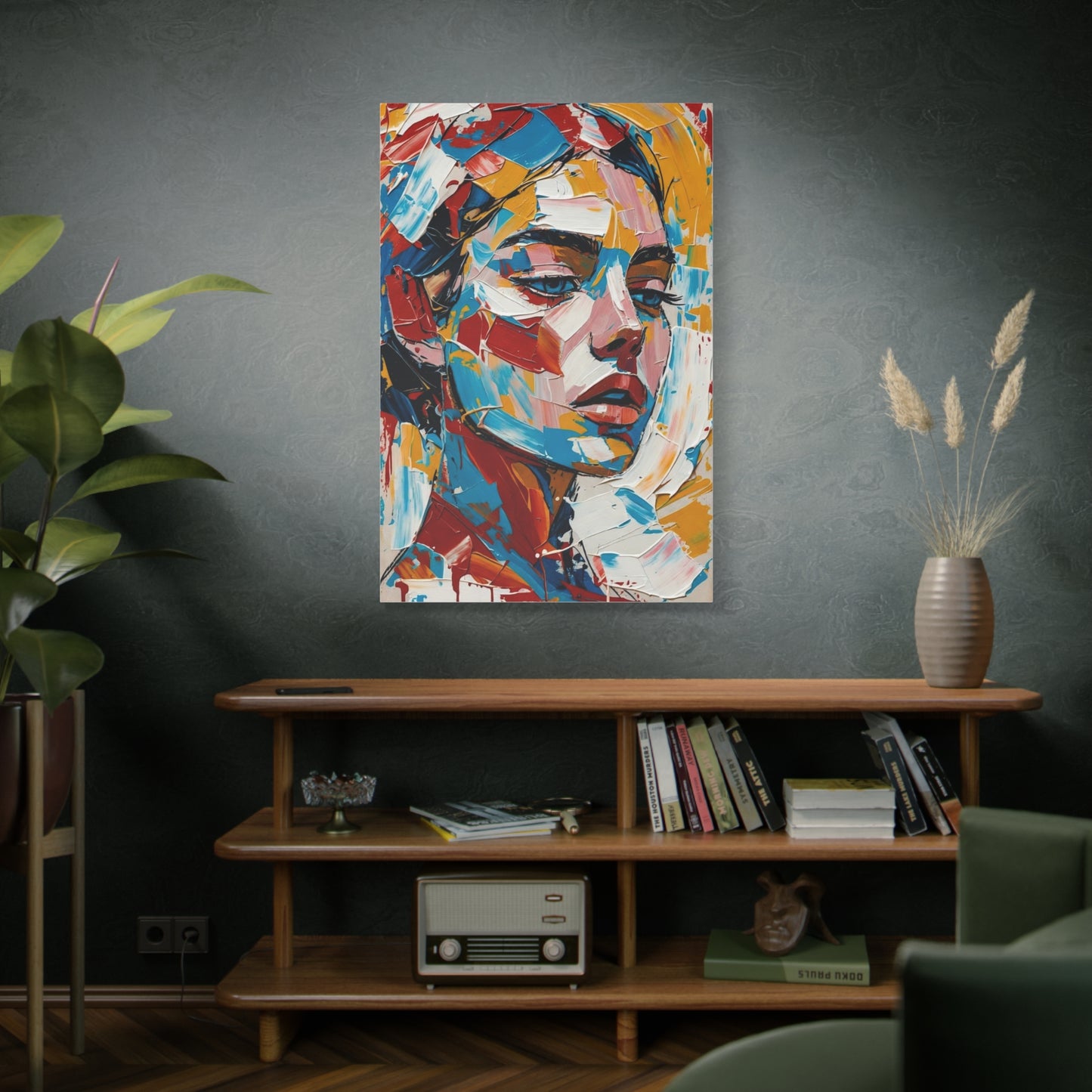 Abstract Colorful Portrait Matte Canvas Print — Modern Stretched Wall Art