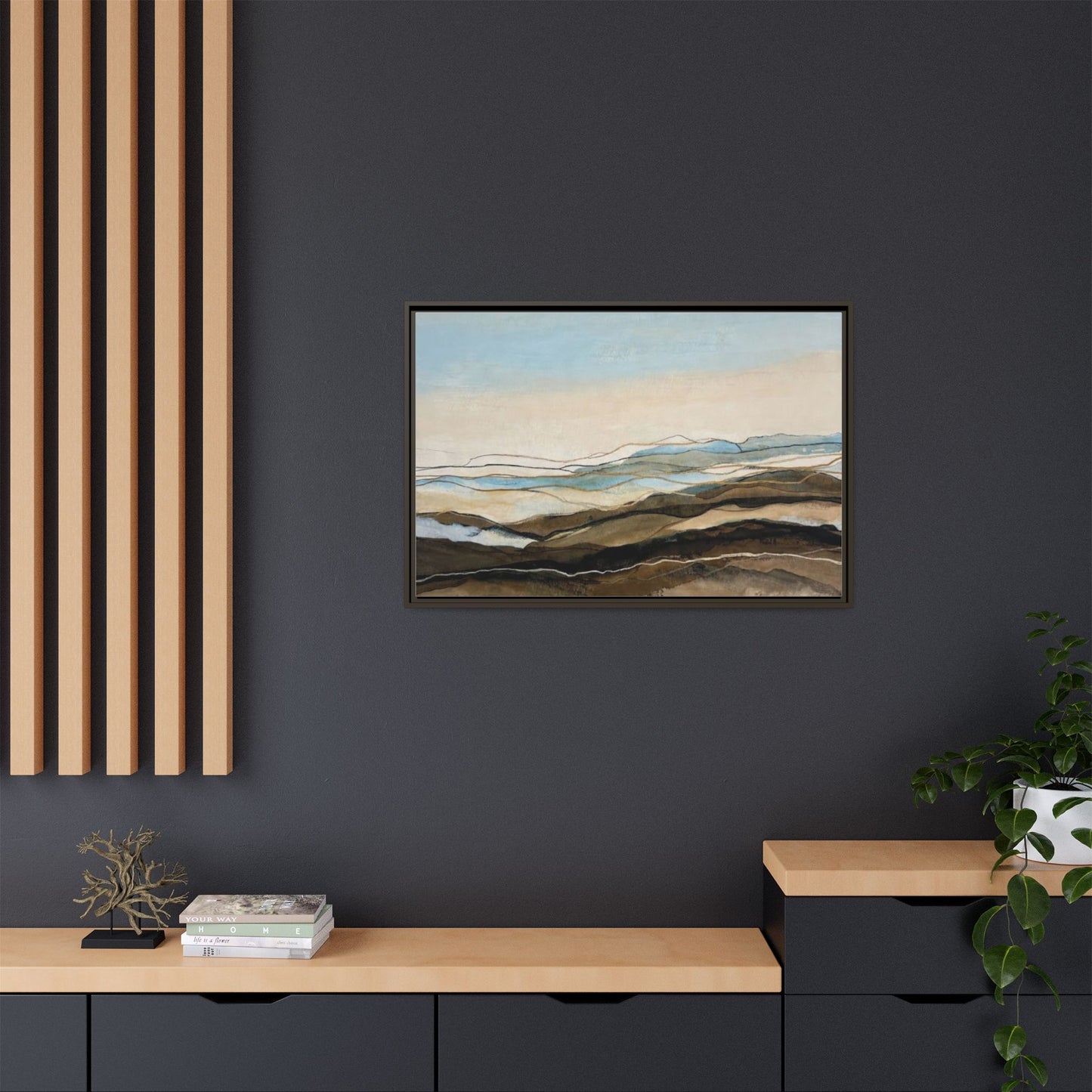 Framed Matte Canvas Print — Abstract Coastal Landscape Wall Art