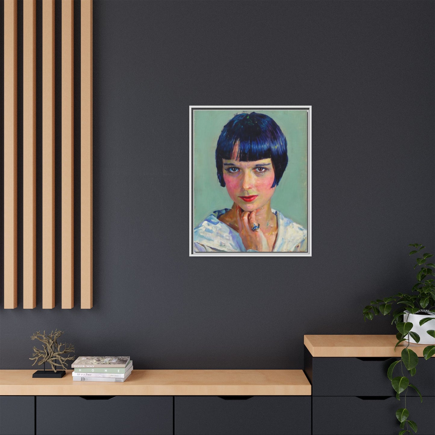 Framed Matte Canvas Portrait Print — Vintage Flapper Woman