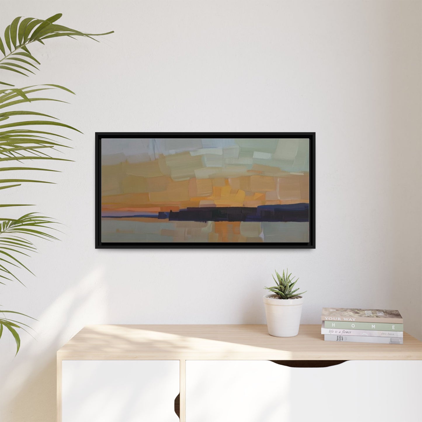 Framed Matte Canvas Sunset Abstract Landscape Art Print