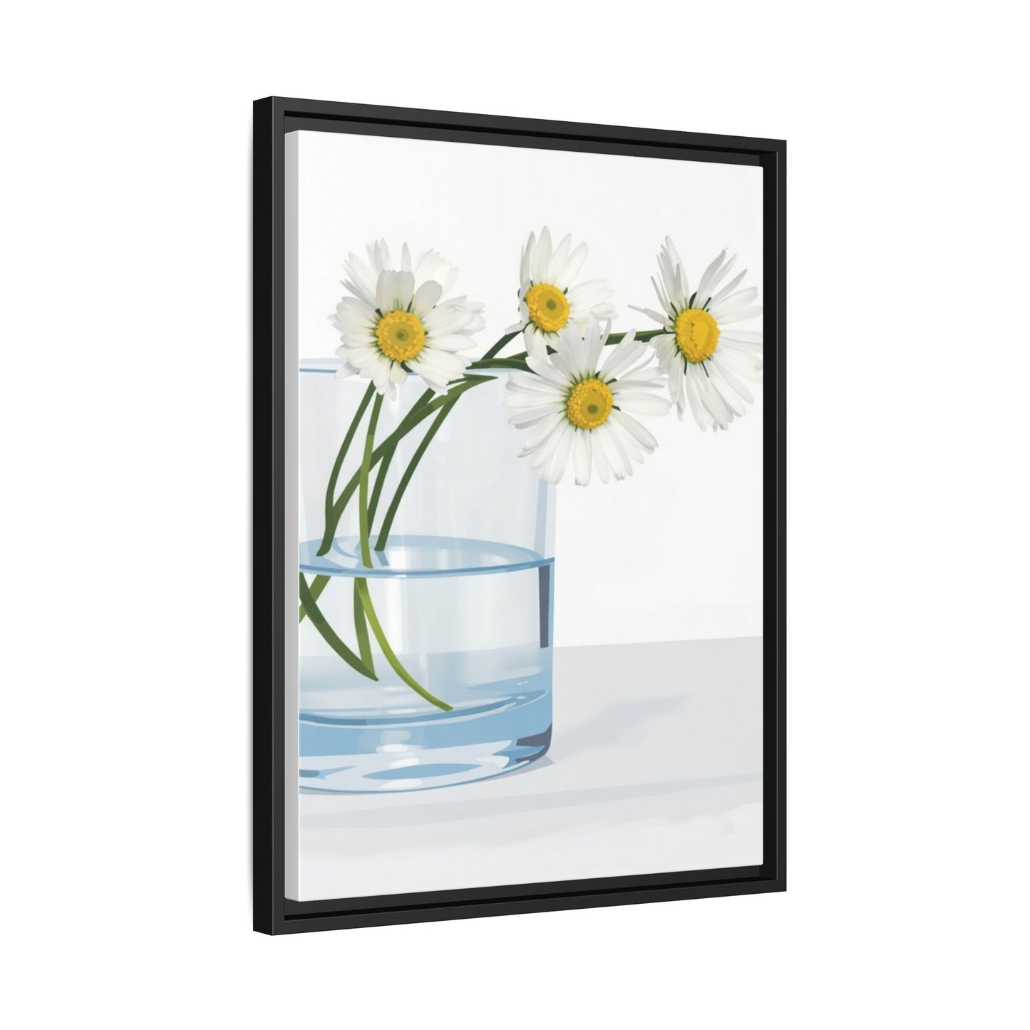 Framed Daisy Canvas Print — Minimal Botanical Wall Art