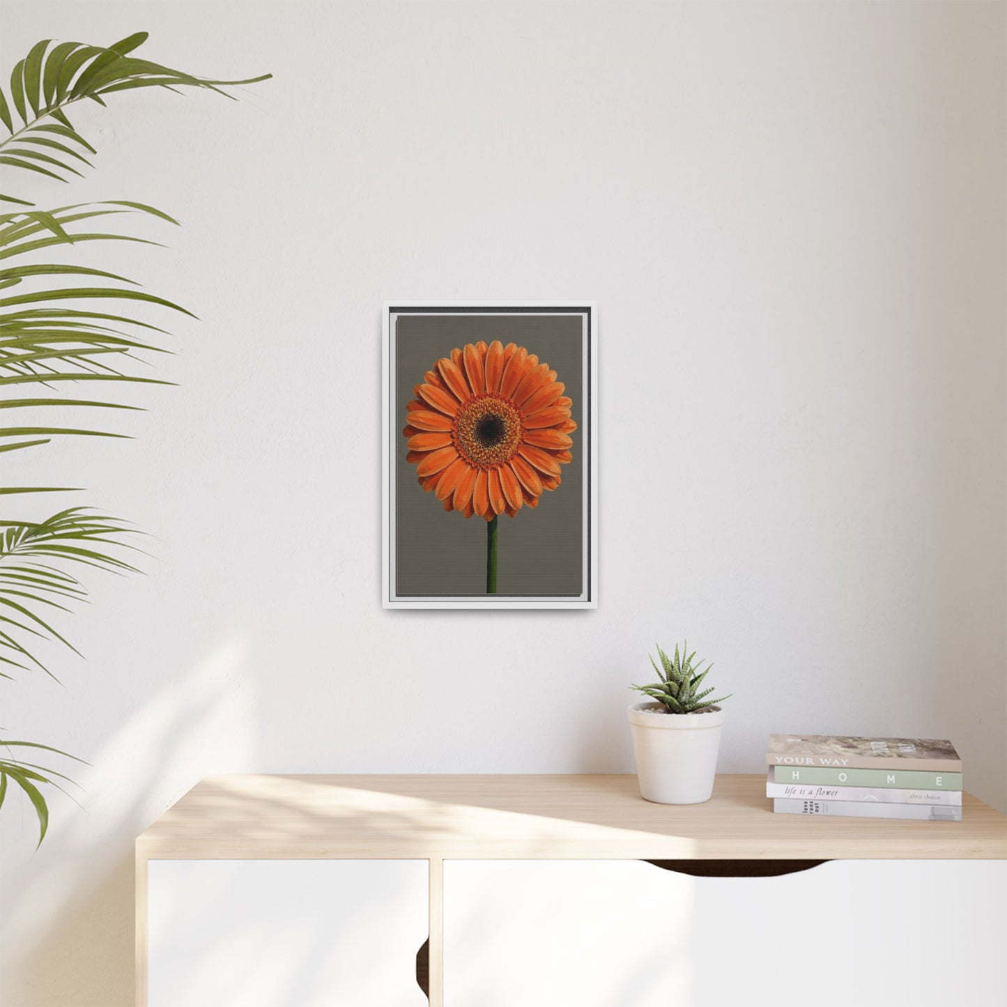 Orange Gerbera Daisy Matte Canvas Print (Framed)