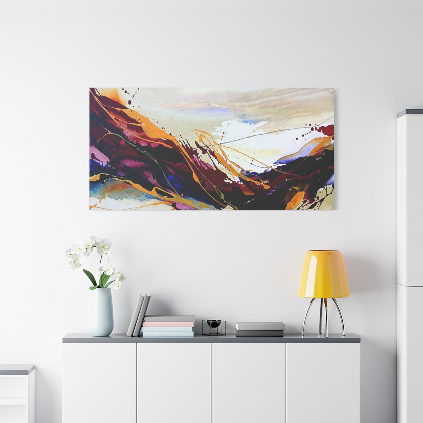 Abstract Color Flow Matte Stretched Canvas – Vibrant Modern Wall Art
