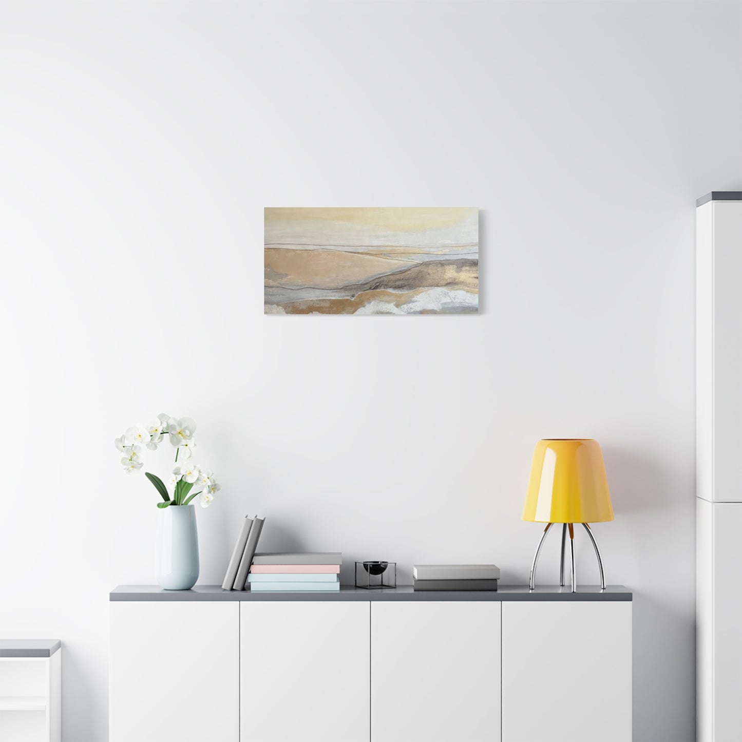 Abstract Coastal Landscape Canvas — Neutral Seascape Matte Stretched Wall Art