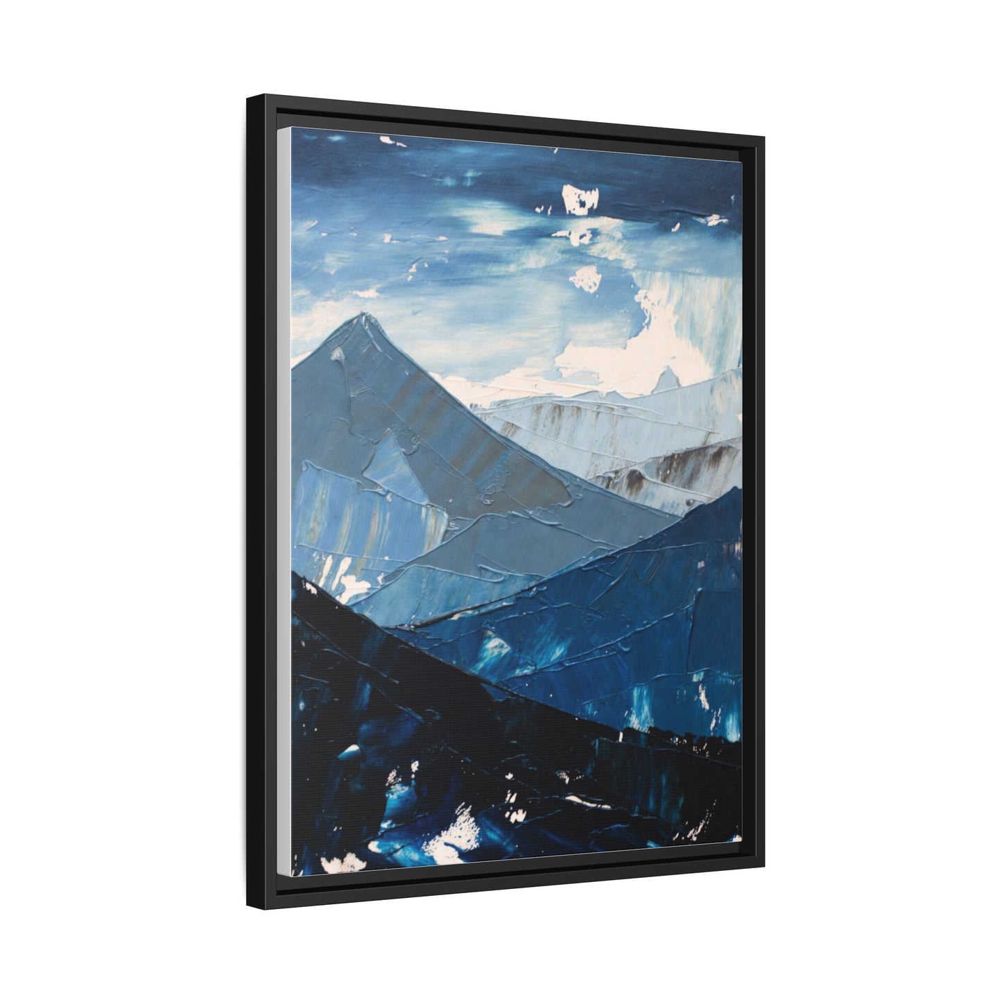 Blue Mountain Landscape Matte Canvas Framed | Abstract Mountain Wall Art