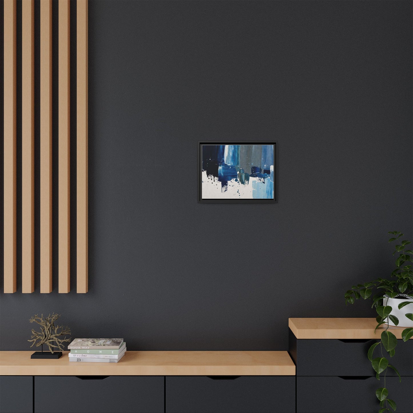Abstract Blue Ocean Matte Canvas Framed Wall Art