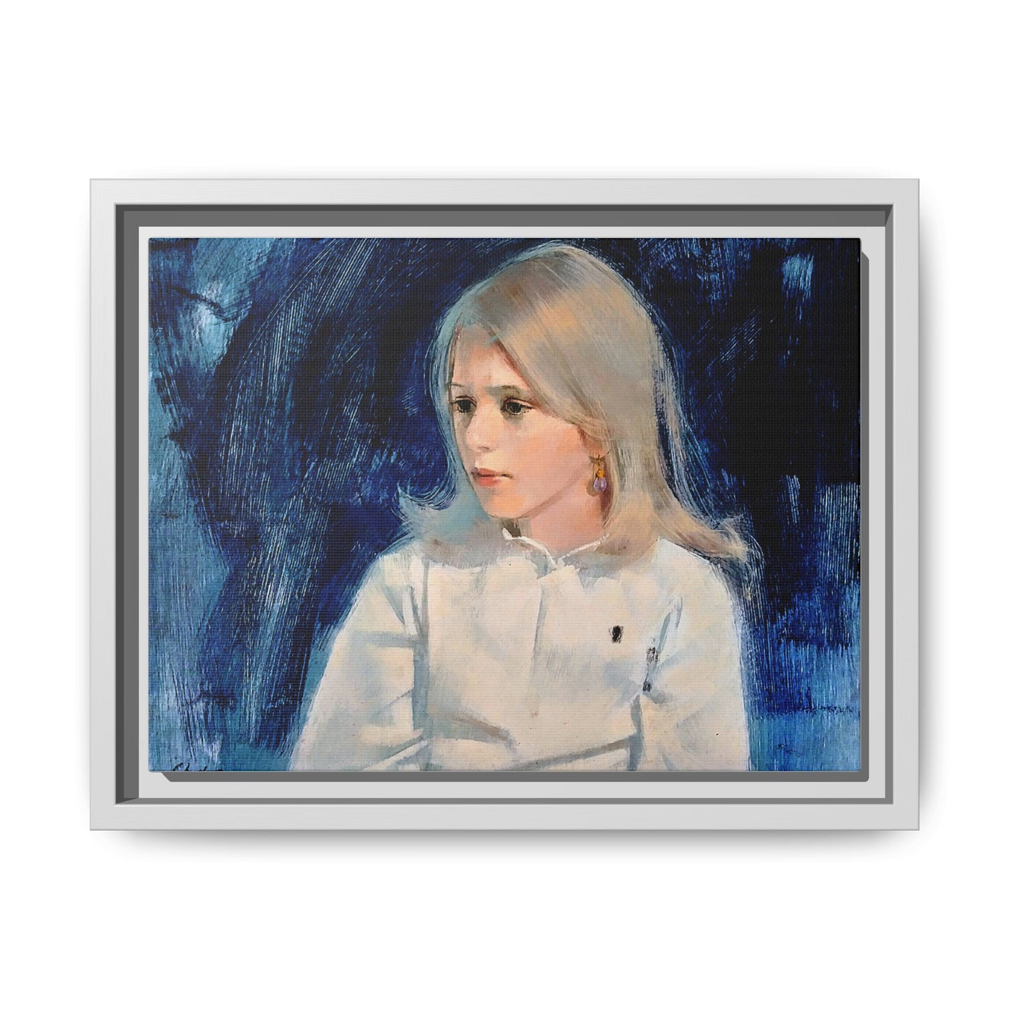 Painting of girl by Unknown Artist Framed Matte Canvas Classic Wall Art