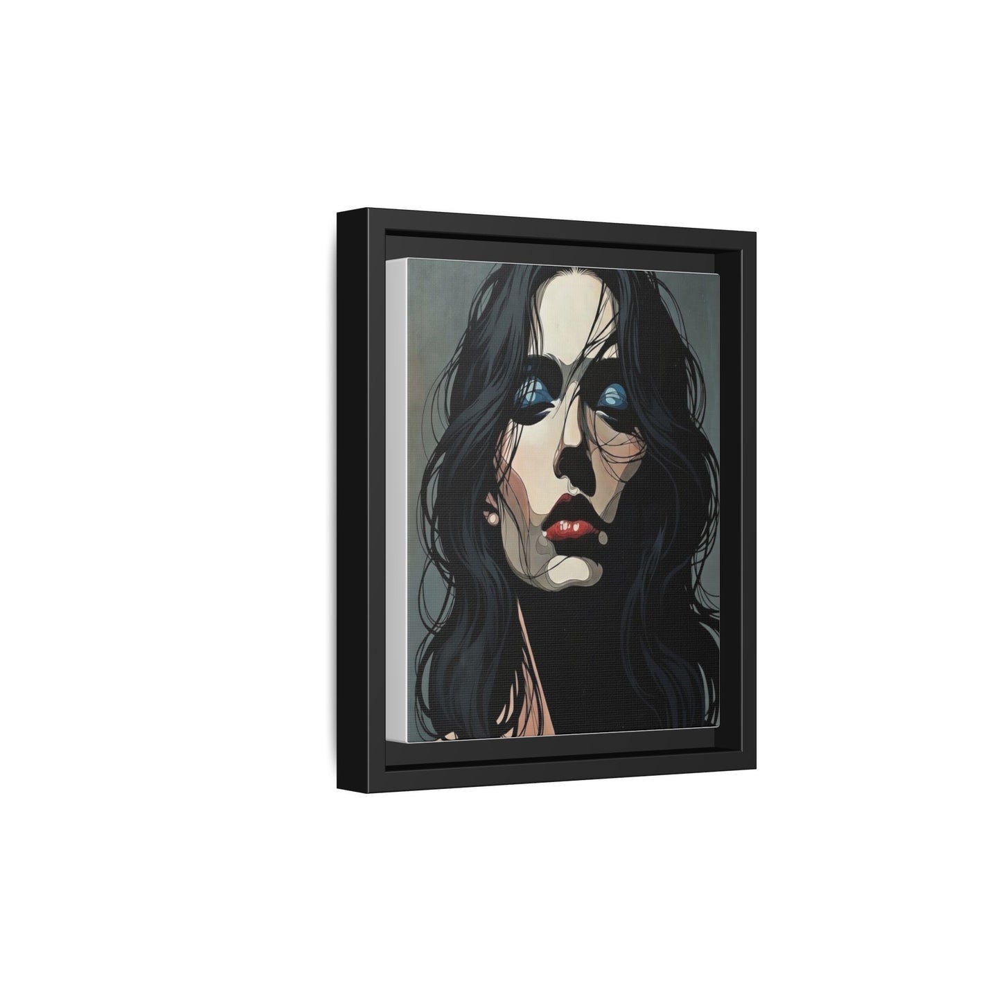 Framed Matte Canvas: Moody Portrait of Woman – Modern Gothic Wall Art