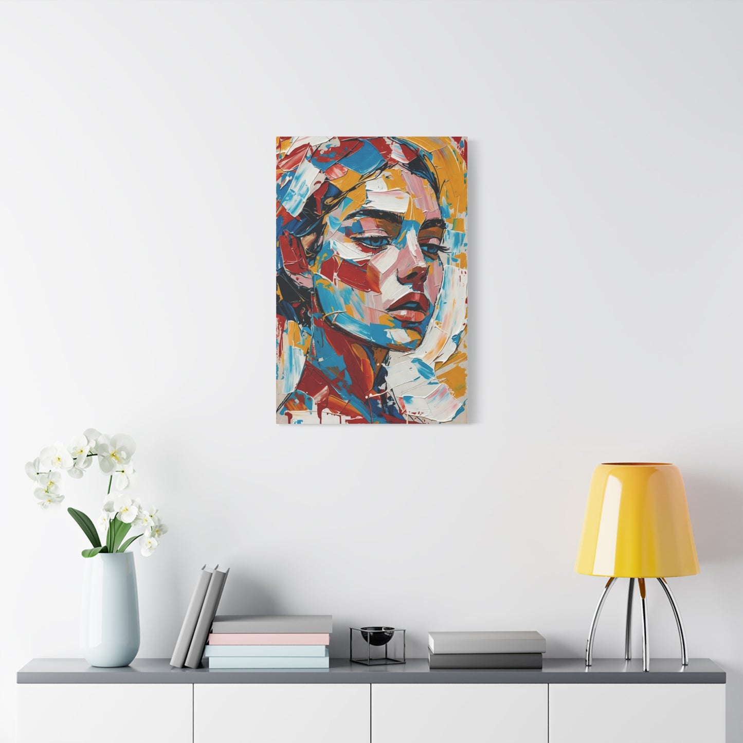 Abstract Colorful Portrait Matte Canvas Print — Modern Stretched Wall Art