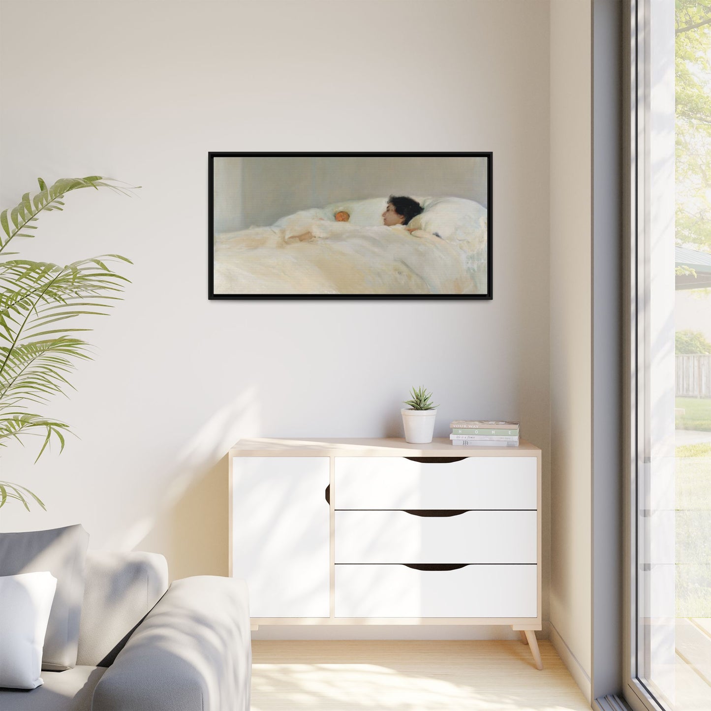 Mother by Joaquin Sorolla y Bastida Framed Matte Canvas Wall Art Print