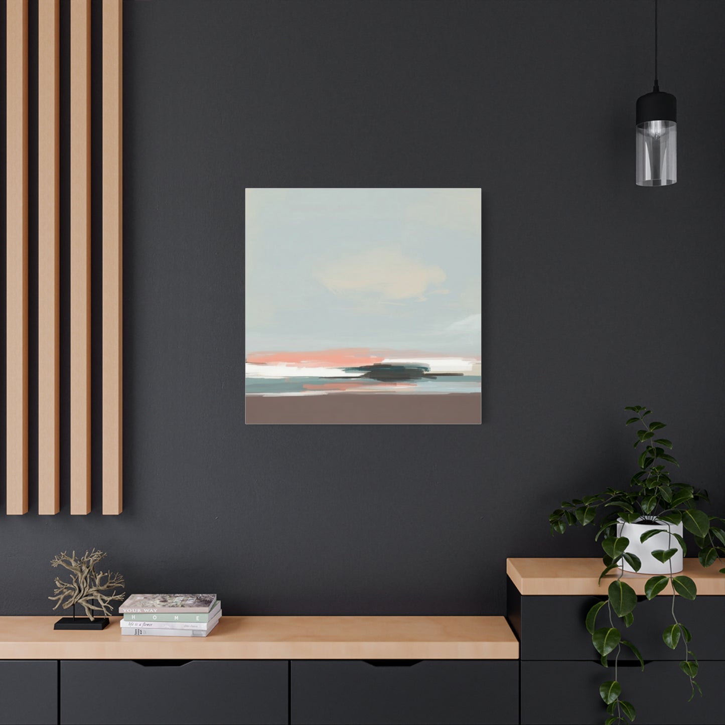 Coastal Abstract Canvas Art – Soft Pastel Seascape Matte Stretched Canvas