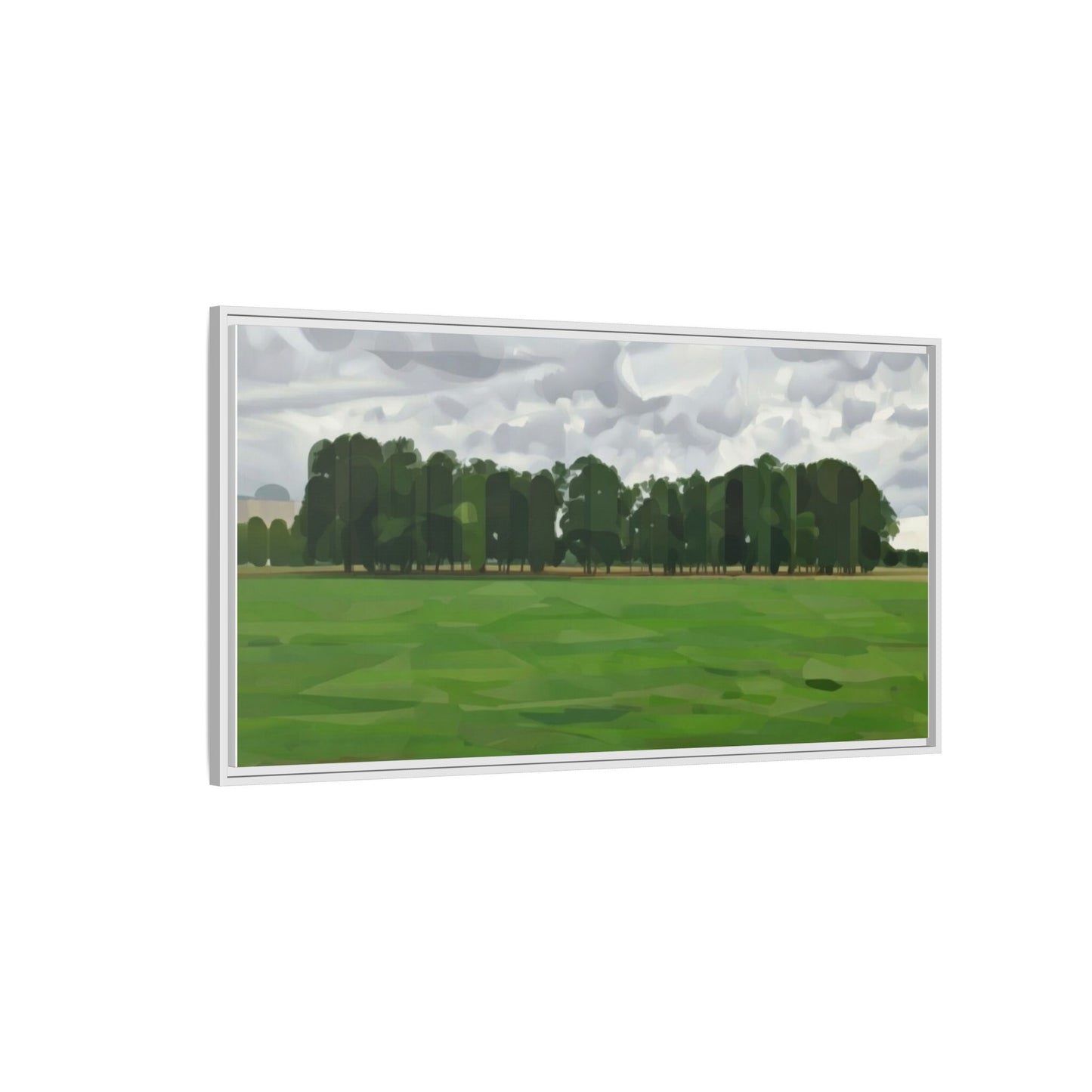 Framed Matte Canvas Print — Minimalist Green Landscape Art