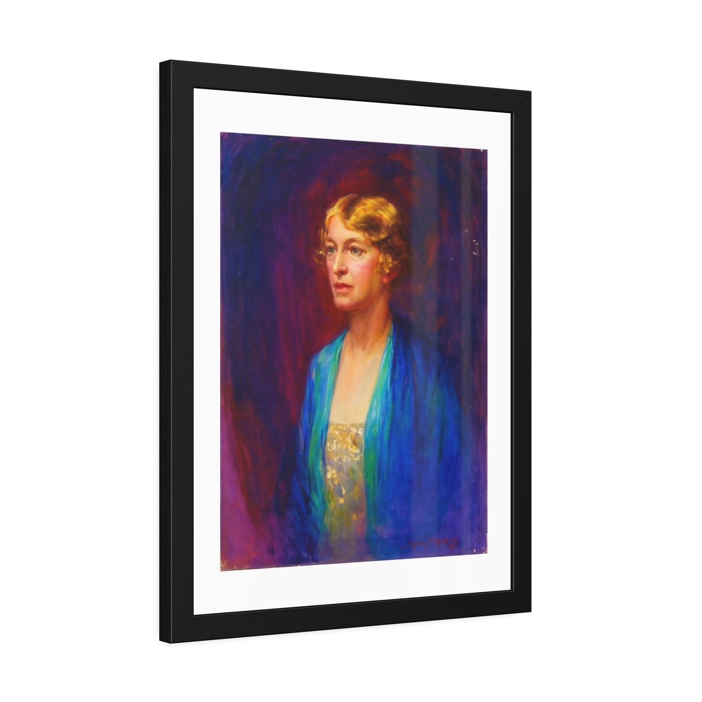 Framed Portrait Poster — Vintage Woman Oil-Style Art Print