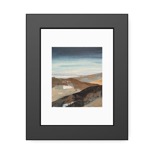 Framed Landscape Art Print — Minimal Coastal Mountain Poster