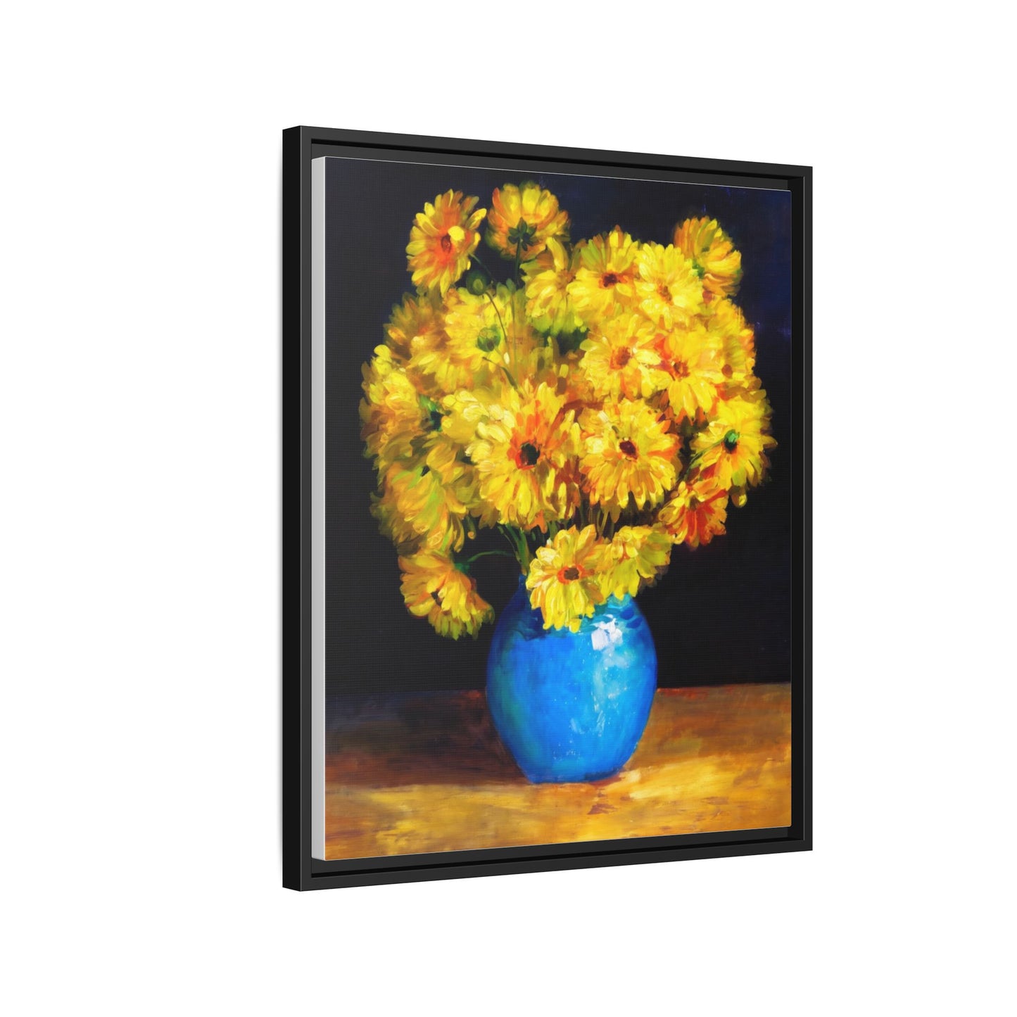 Yellow Daisy Bouquet Matte Canvas Framed Wall Art