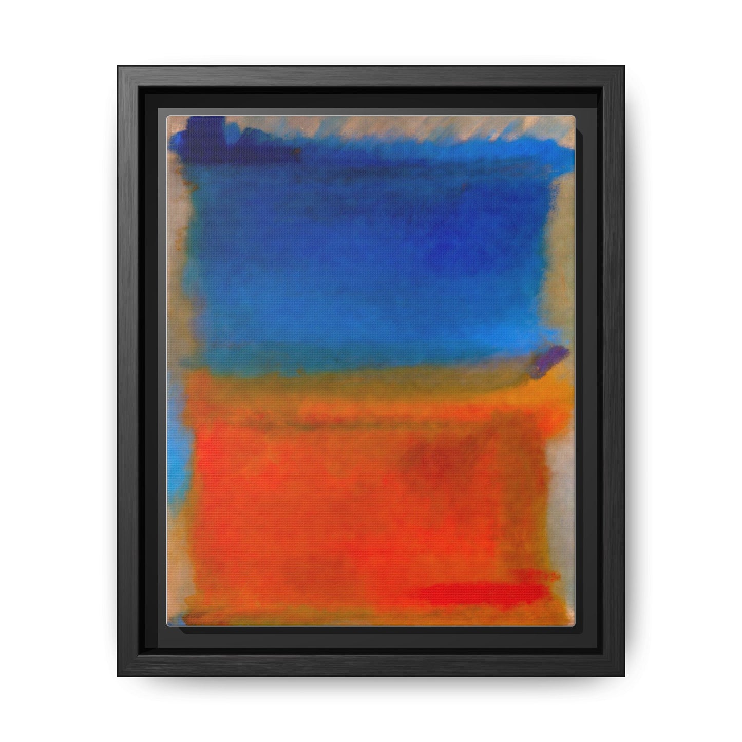 Abstract Color Block Matte Canvas Framed Wall Art — Blue & Orange Modern Painting
