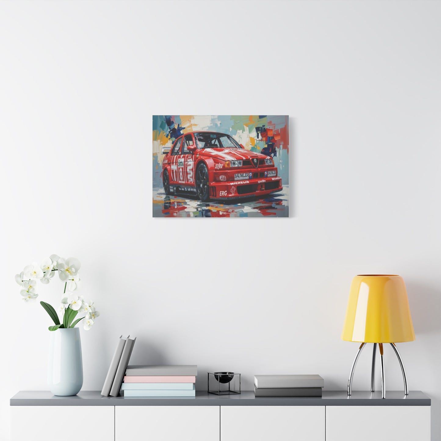 Racing Alfa Romeo Canvas Print — Red Race Car Stretched Wall Art