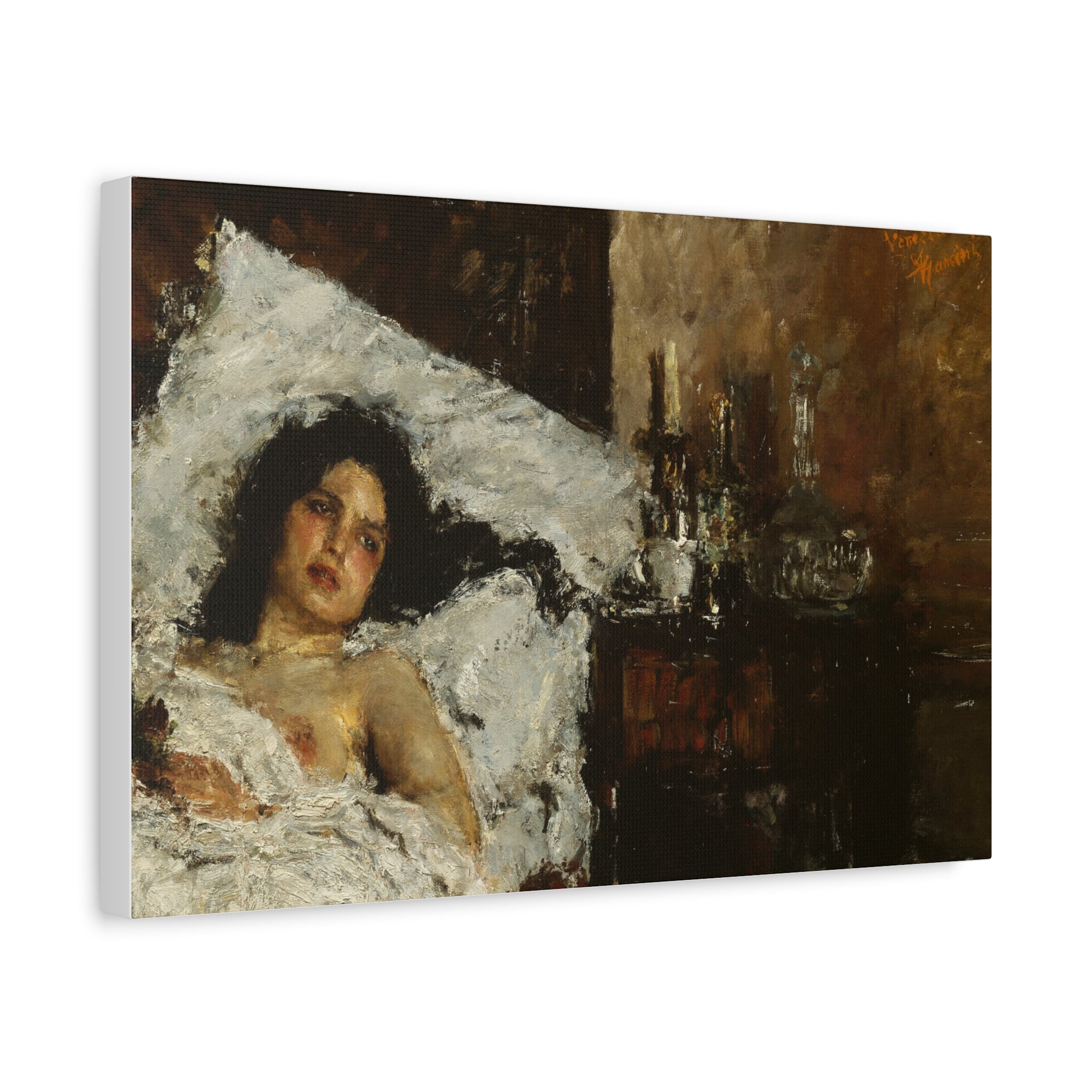 Resting by Antonio Mancini Matte Canvas Wall Art Print