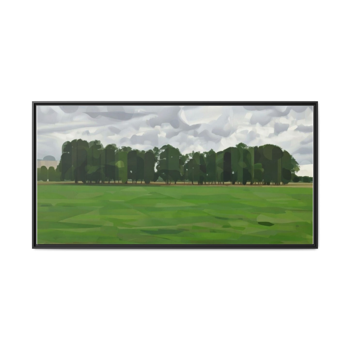 Framed Matte Canvas Print — Minimalist Green Landscape Art