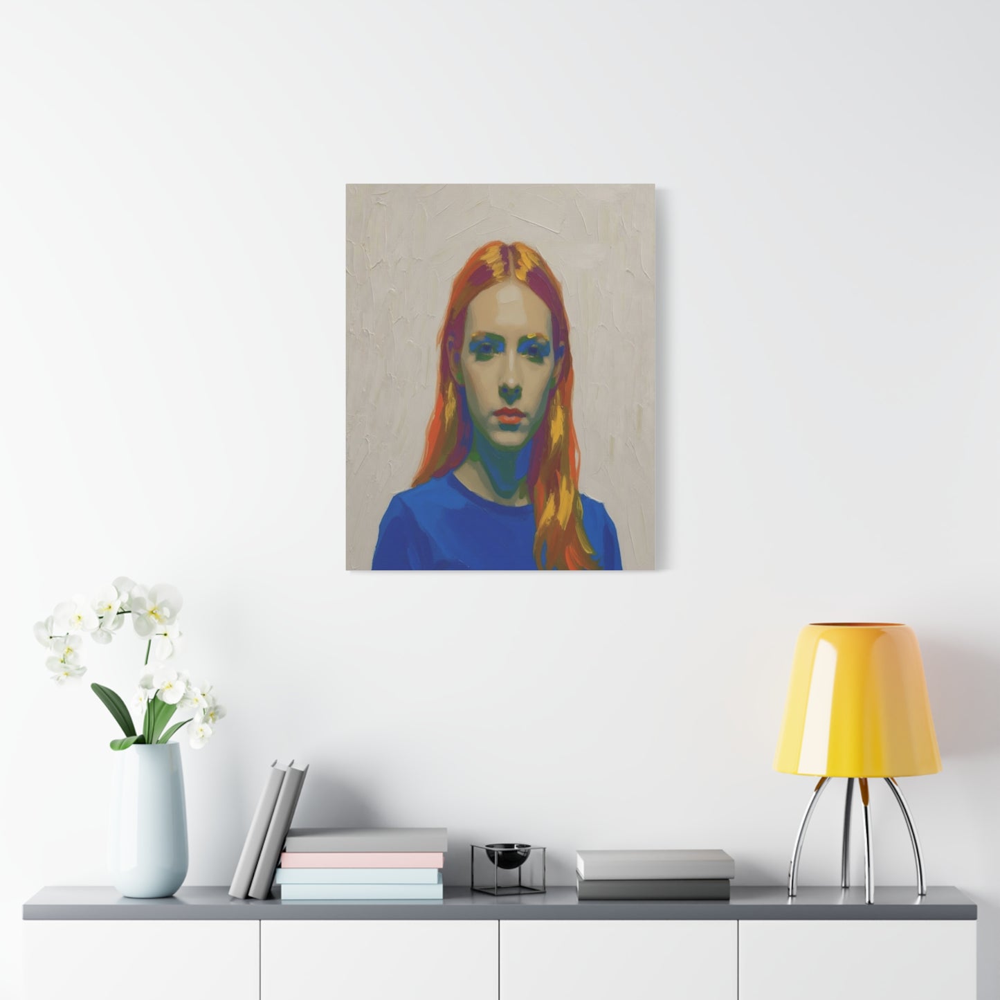 Modern Pop Portrait Canvas — Colorful Woman Matte Stretched Wall Art