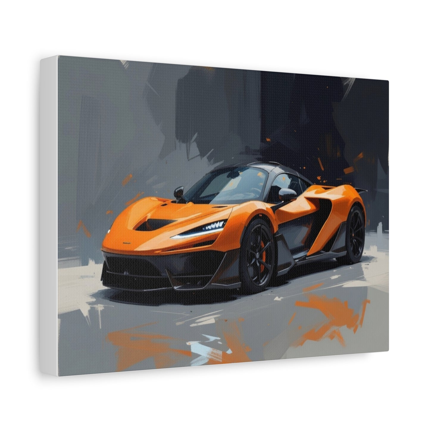 Orange Supercar Matte Canvas Wall Art – Stretched 1.25" Sports Car Print
