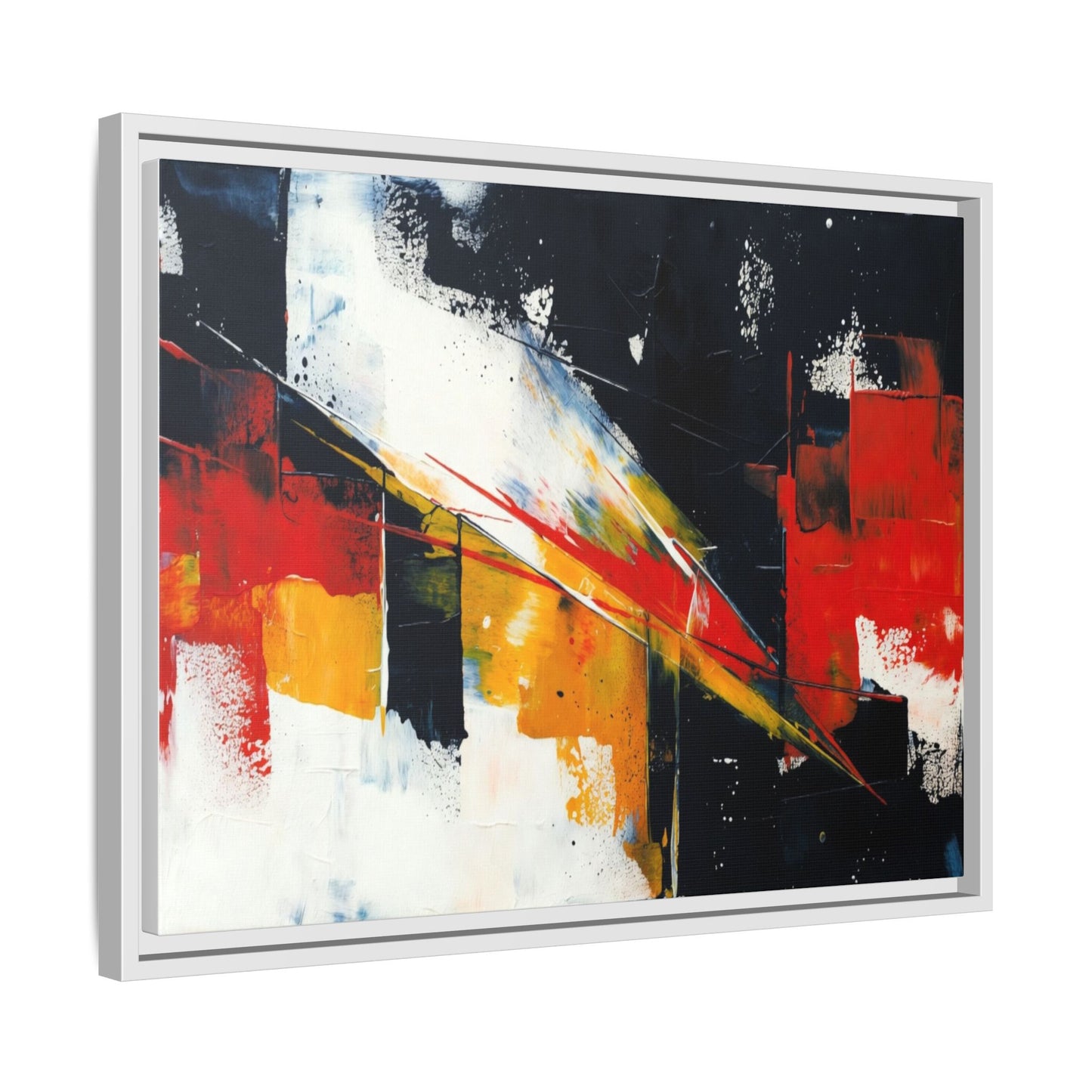 Abstract Red & Black Framed Canvas Print — Modern Geometric Wall Art
