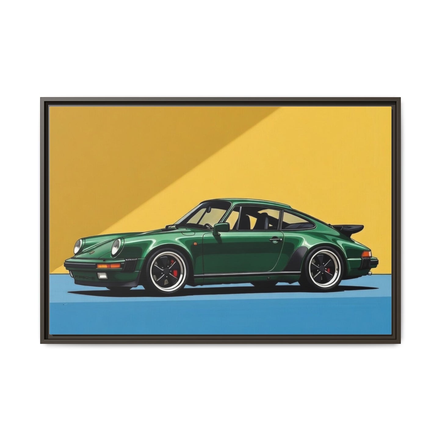 Framed Matte Canvas — Green Sports Car Wall Art