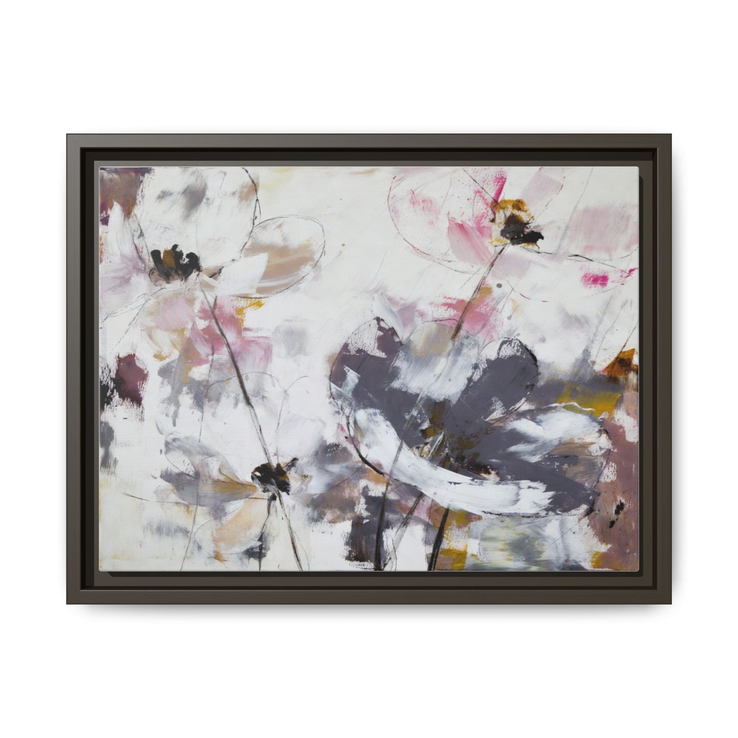 Abstract Floral Matte Canvas Framed Wall Art — Soft Watercolor Blooms