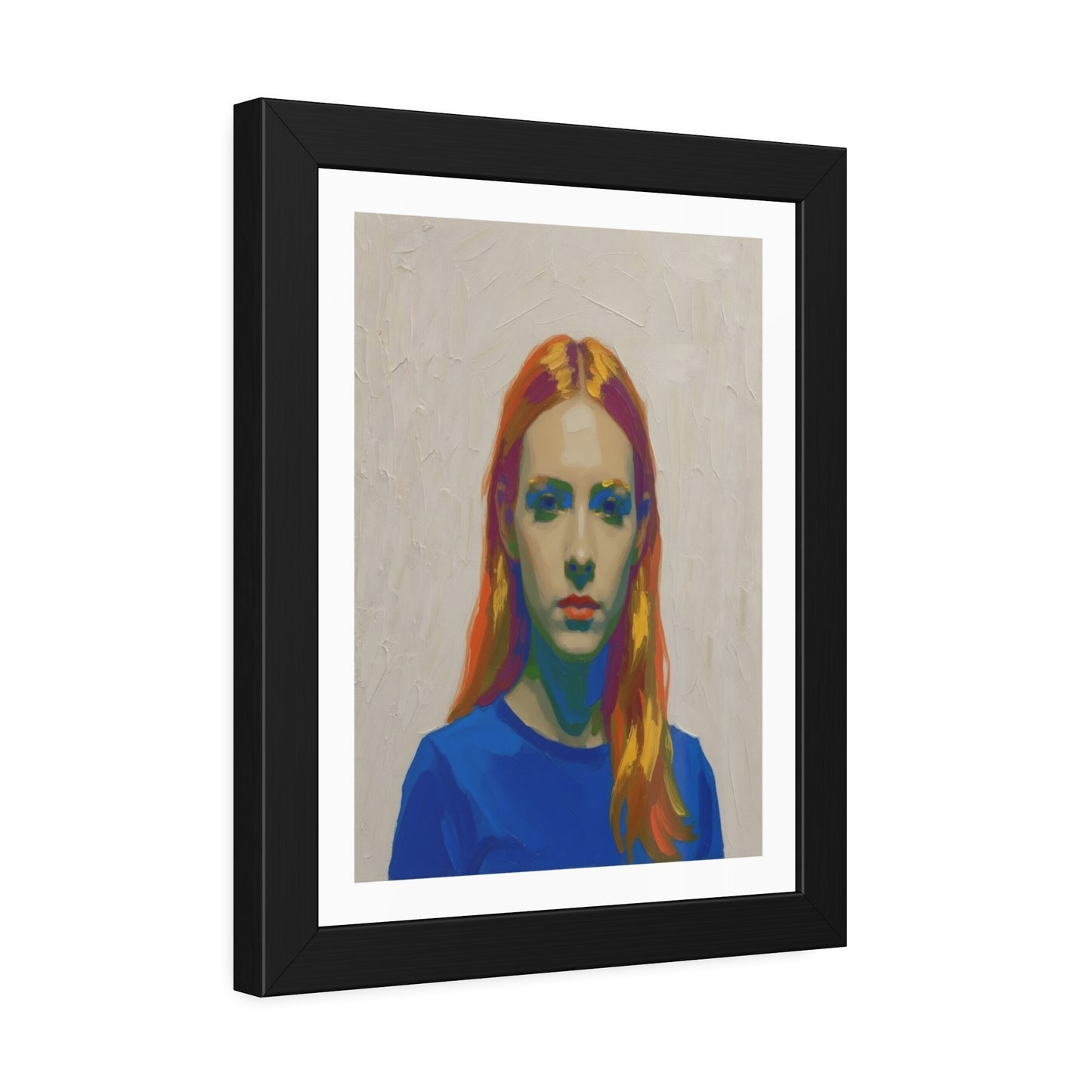 Framed Art Print — Colorful Portrait of Red-Haired Woman, Modern Pop Portrait Wall Art
