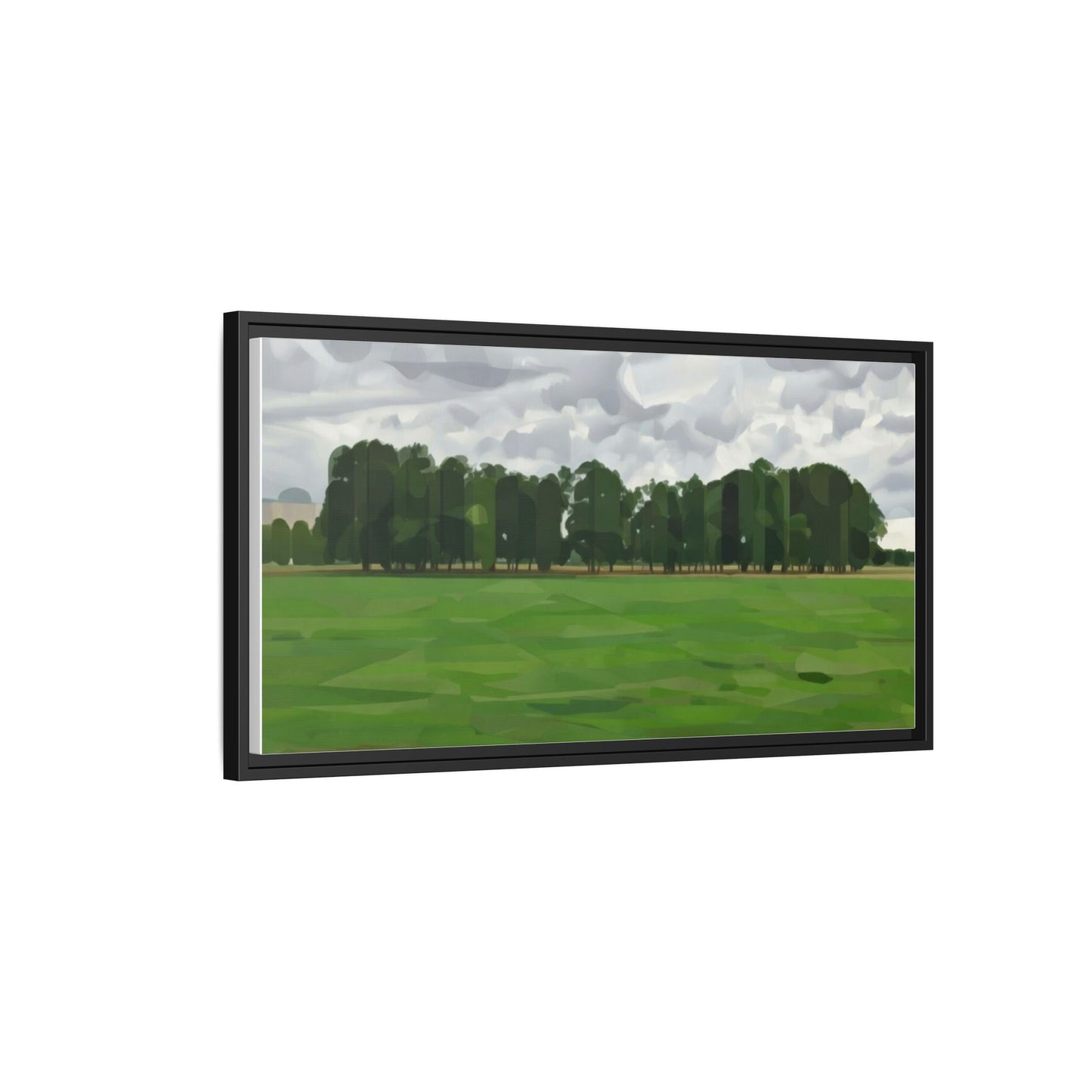 Framed Matte Canvas Print — Minimalist Green Landscape Art