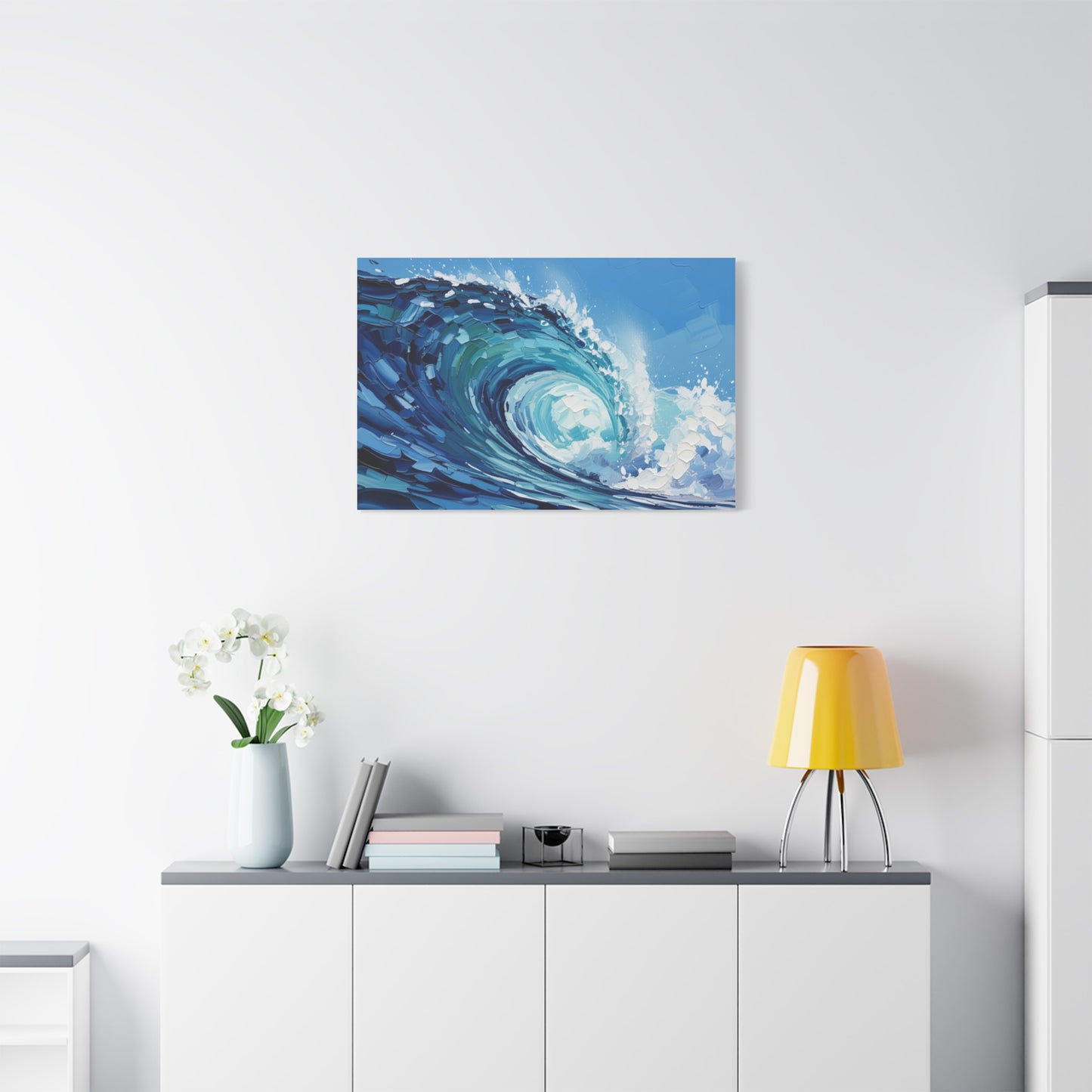 Ocean Wave Matte Canvas Wall Art — Blue Surf Wave Painting, Stretched 1.25"