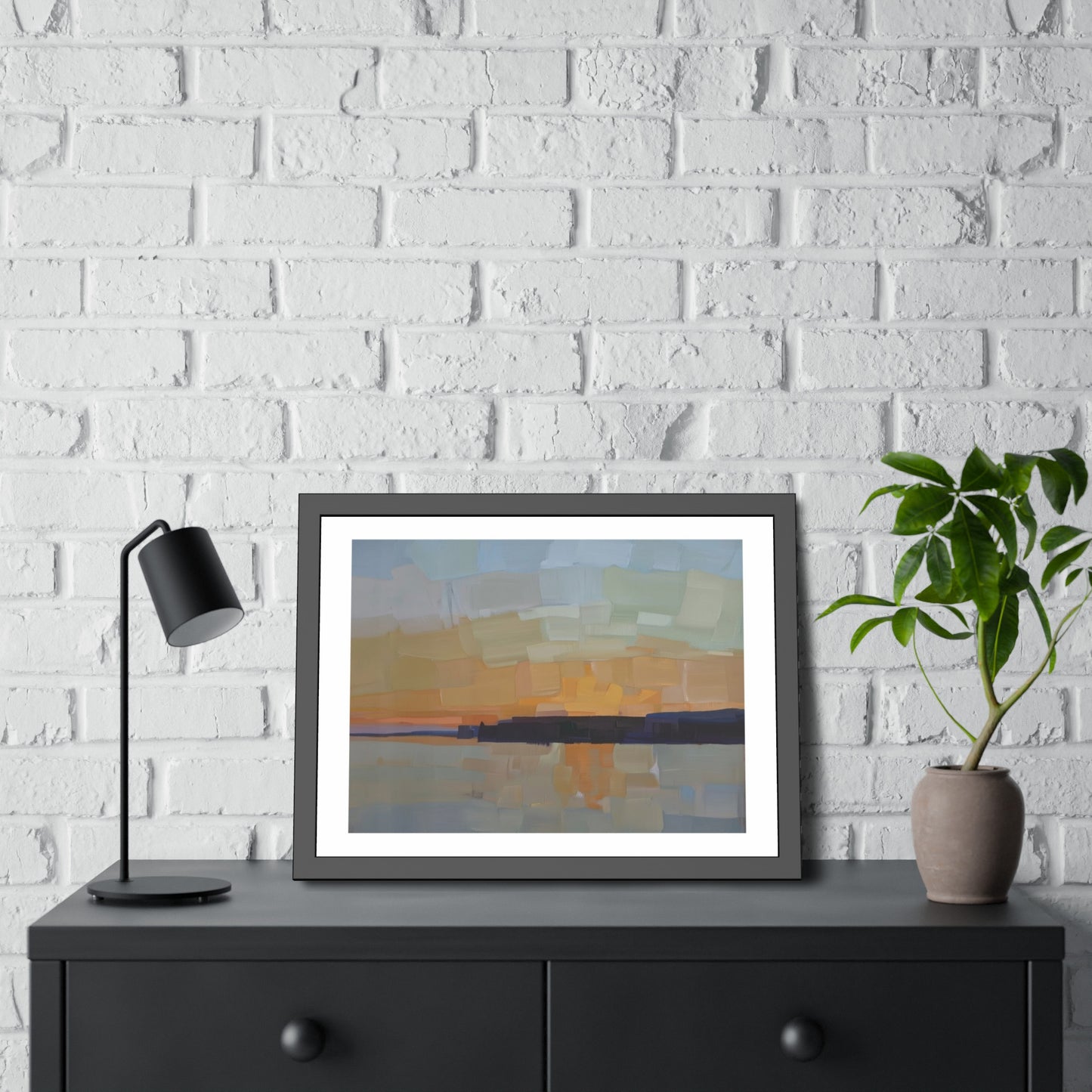 Framed Poster  Abstract Coastal Sunset Art Print