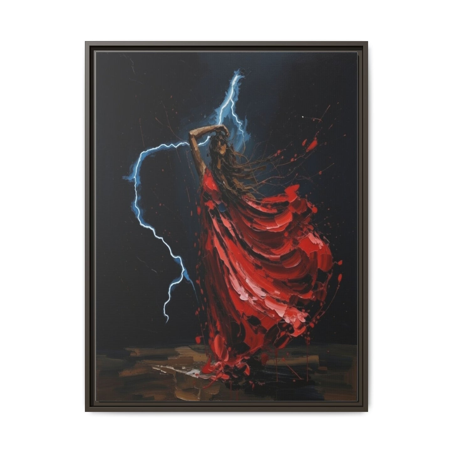 Framed Matte Canvas Print — Red Dancer Lightning Art