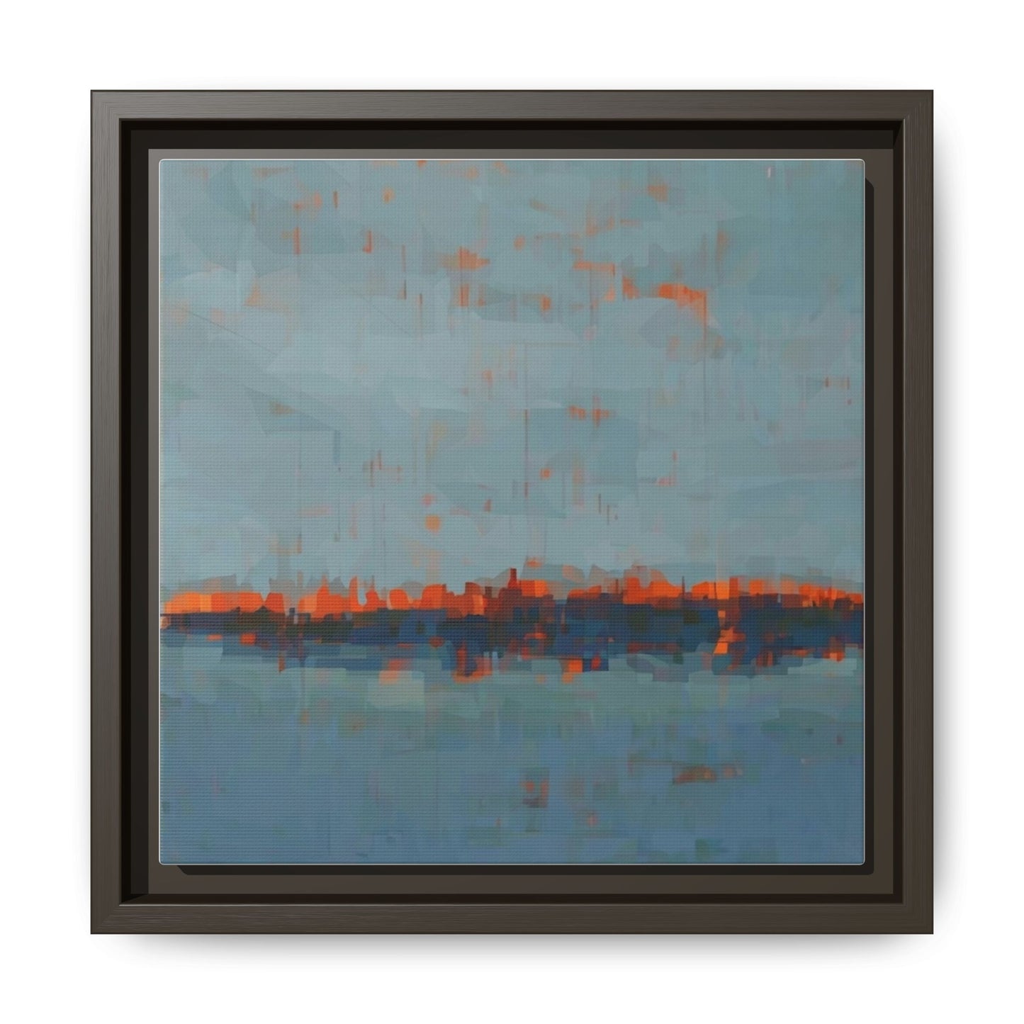 Framed Canvas Art — Teal & Orange Abstract Seascape
